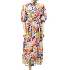 Farm Rio Anthropologie Sand Sunny Daisies Maxi Dress Floral Printed XS